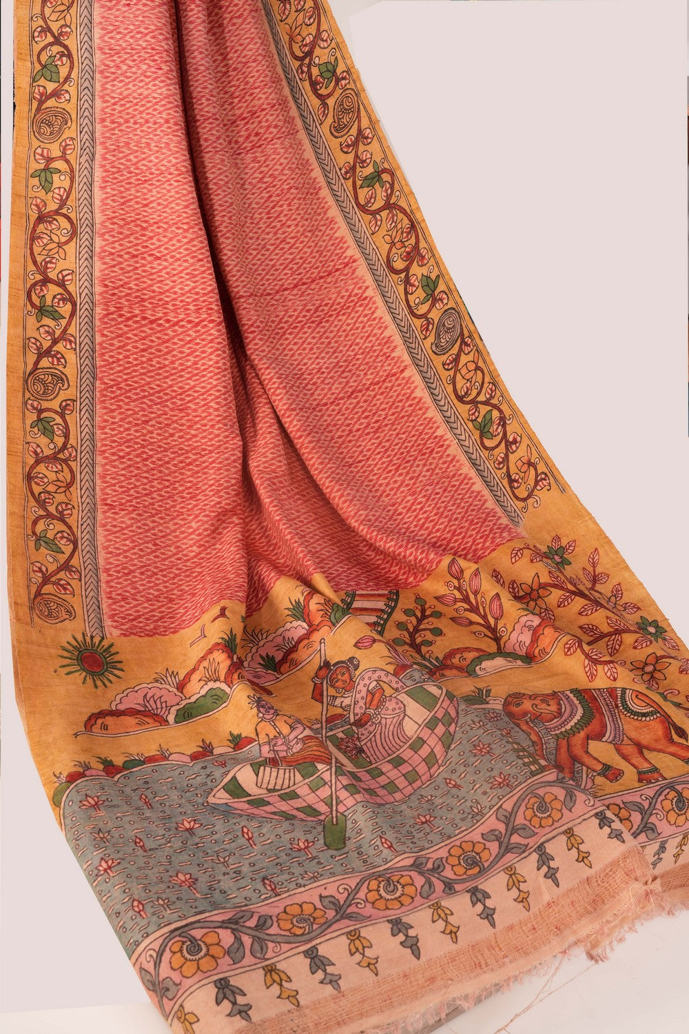 Image of Dupion Silk Pink Saree